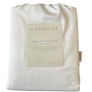 Casaluna Temperature Balancing FULL Sheet Set Snowfall White Cotton 300 Ct NEW